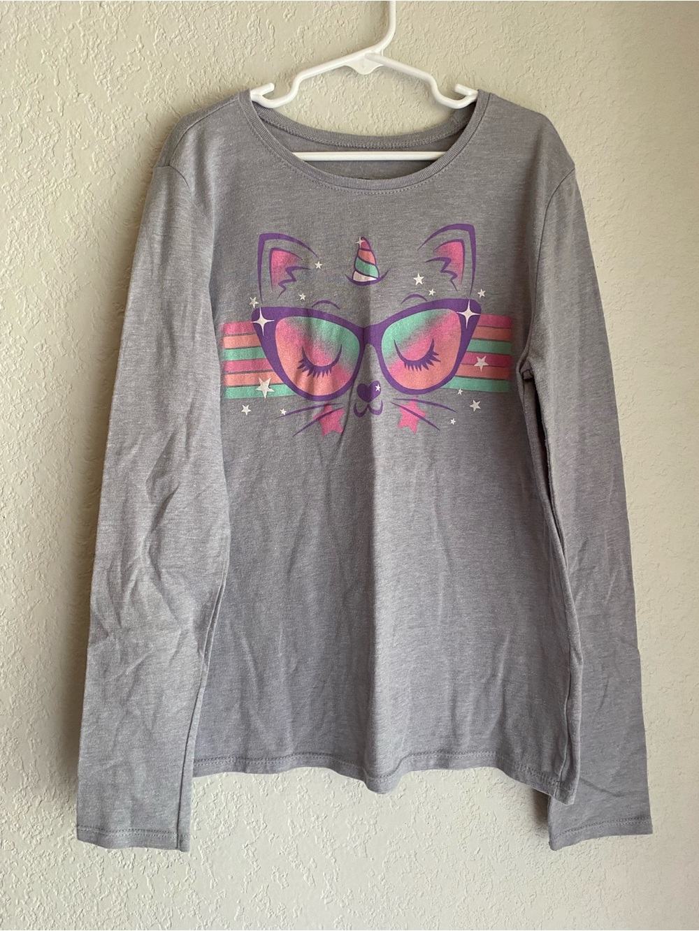 The Children's Place Gray Long-Sleeve Unicorn Cat Graphic Tee
